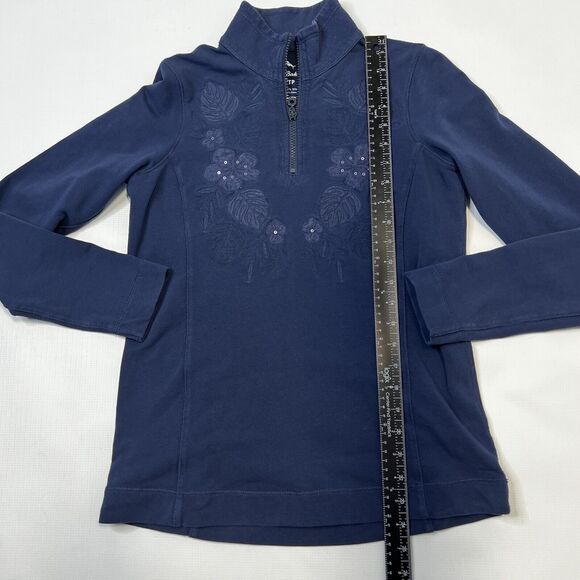 Tommy Bahama Womens 1/2 Zip Pullover Size XS, Navy Blue, Jen Terry Ember Floral - Picture 5 of 10